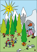 Illustrations pour enfants un dessin d'emareva. Promenons nous dans les bois.