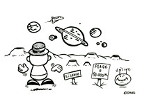 Un coloriage gratuit pour les enfants. Chanson swing la lune. J'ai visité la mer de la tranquillité pensant pouvoir me reposer. C'est une création de notre illustrateur Dang. Ce coloriage est offert gratuitement sur coloriages pour enfants.com.