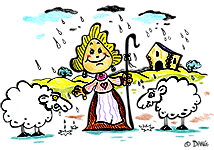 Une bergère et ses moutons sous la pluie. Cette illustration gratuite vous est offerte par Dang, un des meilleurs illustrateur jeunesse du moment. Vous pouvez vous inspirer de ce modèle. Avec vos crayons de couleurs ou à la peinture, coloriez ou peignez cette illustration de la chanson pour enfants Il pleut, il pleut Bergère.