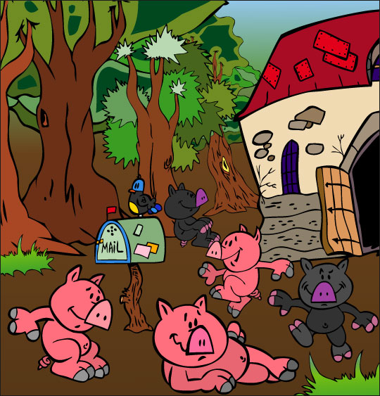 Dessin Bébé cochon, les bébés cochons dans la ferme, illustrateur Dang