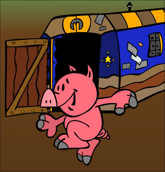 Dessin Bébé cochon, un bébé cochon danse, illustrateur Dang