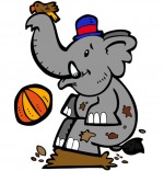 Illustration Chanson La Marche des Éléphants, bébé éléphant joue dans la boue