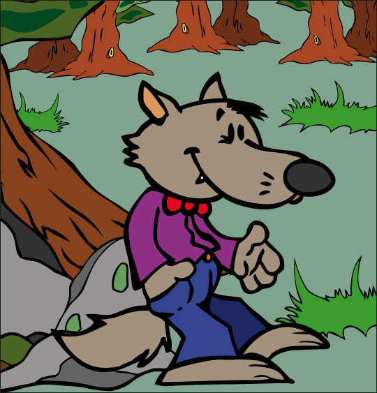 Dessin Le Loup Sympa, petit loup dans la forêt, illustrateur Dang